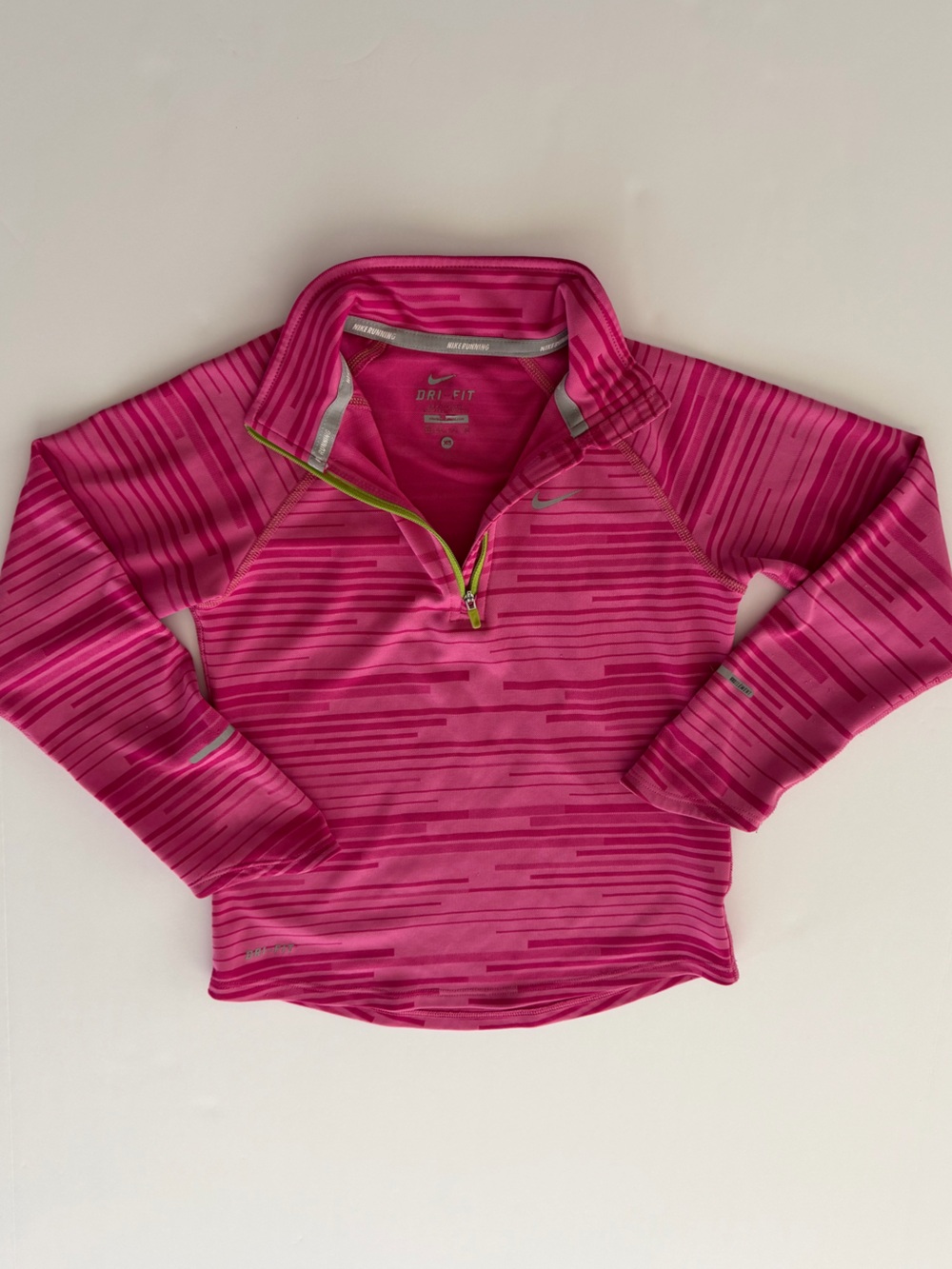 Nike Pink Striped Quarter-Zip Performance Pullover
